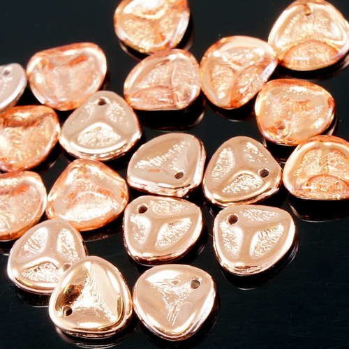 50pcs cristal de cuivre de la moitié de revêtement de verre tchèque de pétale de rose perles pressée sku-19198