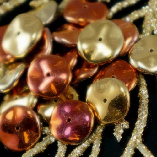 Nouvelle forme de 12pcs californie golden rush preciosa ondulation de verre tchèque pressé perles ro sku-19312