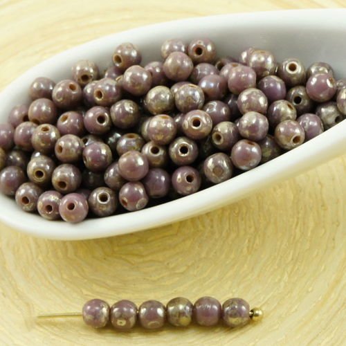 100pcs picasso argent pourpre ronde verre tchèque perles de petite entretoise de graines de rocaille sku-31710