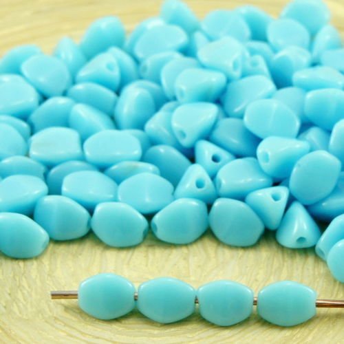 60pcs opaque turquoise bleu bébé pincée bicone à facettes entretoise tchèque perles de verre de 5mm sku-32084