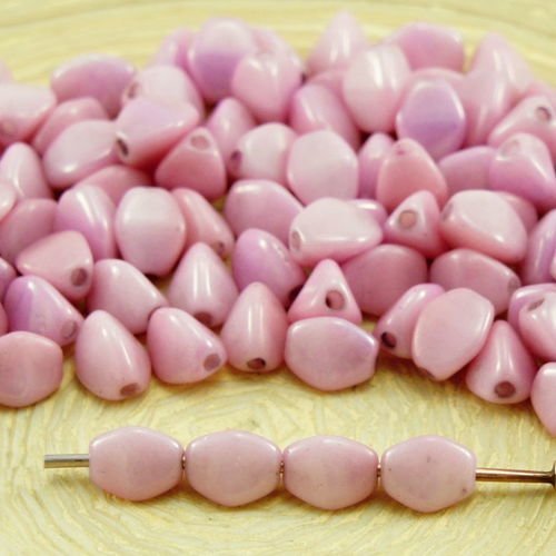 60pcs opaque valentine rose lustre pincée bicone à facettes entretoise tchèque perles de verre de 5m sku-32090