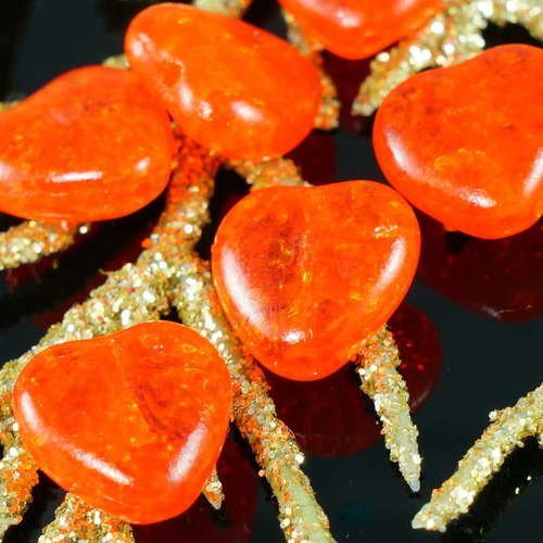 Orange craqué halloween verre tchèque coeur perles valentine 10mm 12pcs sku-18084