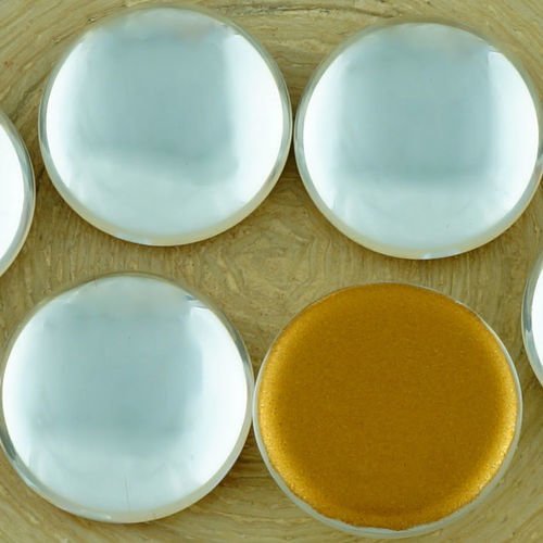 2pcs argent cristal miroir rond en or en forme de dôme à dos plat tchèque en verre cabochon 18 mm sku-34763