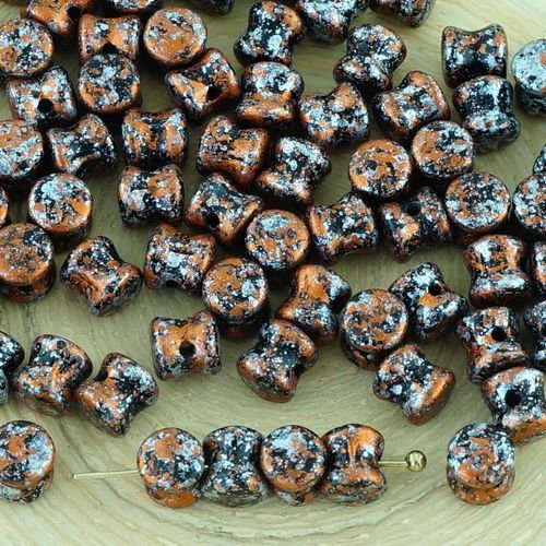 60pcs opaque jet de granit noir tweedy argent bronze pellet preciosa diablo dogbone tchèque perles d sku-32529