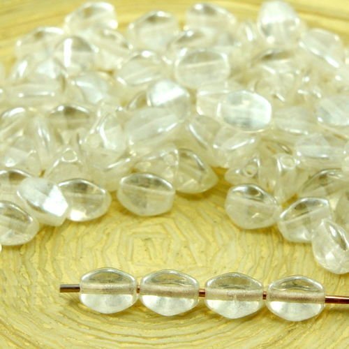 60pcs blanc cristal lustre pincée bicone à facettes entretoise tchèque perles de verre de 5mm sku-32068