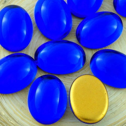 4pcs cristal de saphir bleu ovale bombé verre tchèque cabochon 18mm x 13mm sku-30635