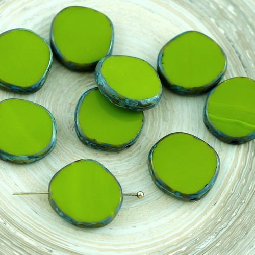 4pcs picasso opaque vert olive grand plat rond 8edge fenêtre de la table de découpe de pièce de monn sku-28860