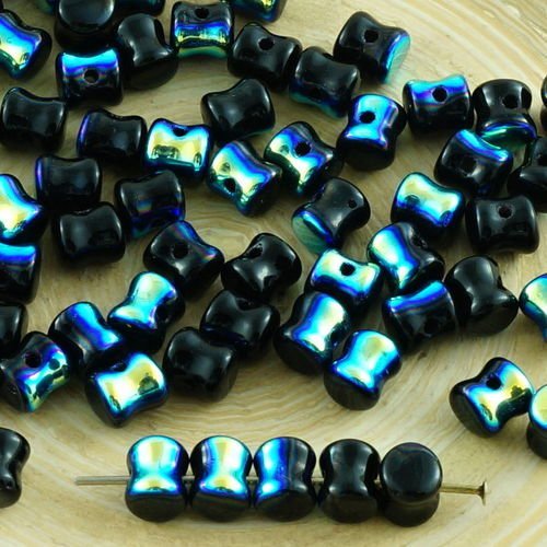 60pcs noir ab moitié pellet tchèque perles de verre preciosa pressé de 4 mm x 6 mm sku-31288