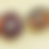 1pc vitrail dichroïque volcan violet argent motif de spirale ronde à la main le verre tchèque bouton sku-37698