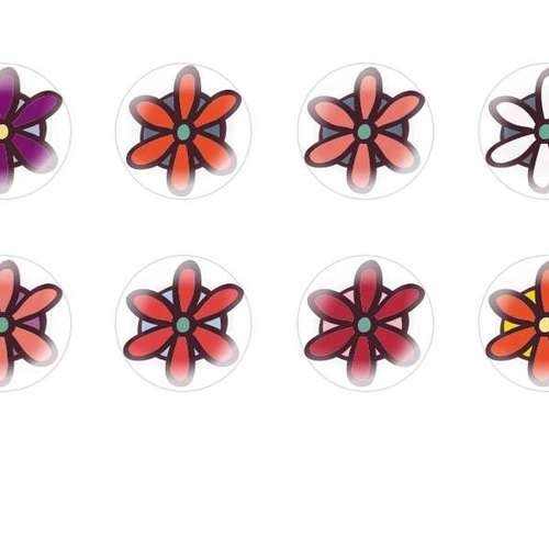 12pcs x 16mm main ronde verre tchèque en forme de dôme cabochons fleurs 111 s5t570 sku-23489