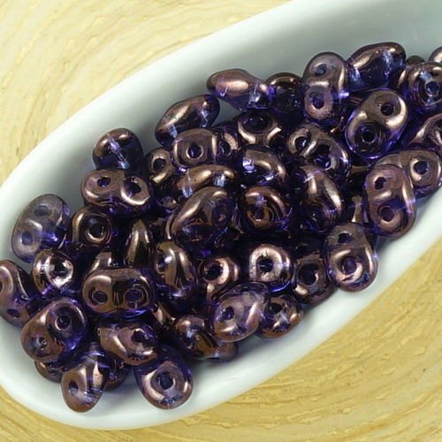 20g de cristal violet foncé indigo vega lustre superduo verre tchèque perles de rocaille deux trous  sku-35905