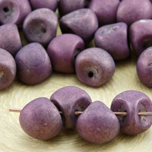 12pcs cache craie vega violet grand champignon bouton de verre tchèque perles de 9mm x 8mm sku-32150