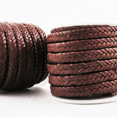 0 92 m 3ft 1yrd café d'unité centrale de brown en cuir souple de corde tressé plat cordon bracelet c sku-38358