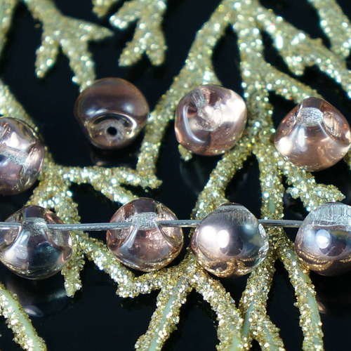 Cuivre métallique clair verre tchèque champignon bouton de perles 9mm x 8mm 14pcs sku-18691