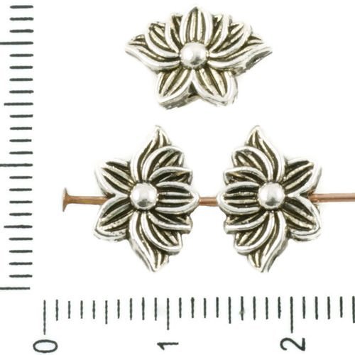 14pcs antique ton argent fleur de lotus floral perles breloques pendentifs tchèque métal conclusions sku-37339
