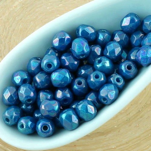 100pcs nébuleuse violet opal aigue-marine rond bleu à facettes feu poli petite entretoise tchèque pe sku-33361