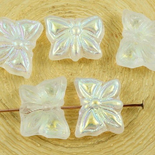 8pcs cristalline de la moitié de ab verre tchèque papillon perles 14mm x 11mm sku-35771