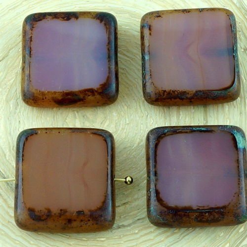 2pcs picasso brun soyeux valentine rose opale grande table de coupe carré plat focal pendentif en ve sku-32511