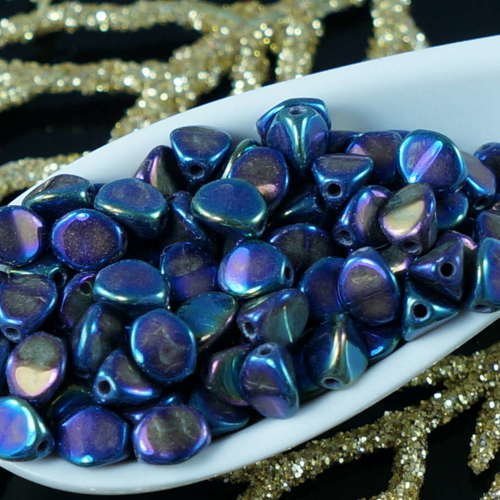 60pcs jet blue iris pincée de verre tchèque perles d'entretoise de 5mm sku-18796