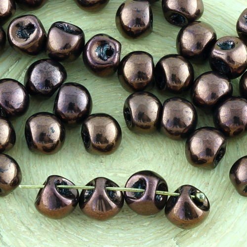 30pcs bronze métallique champignon bouton tchèque perles de verre de 5mm x 6mm sku-34506