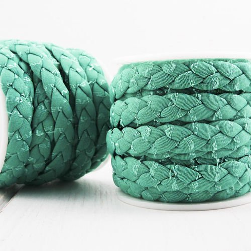 1m 3.2 ft 1.1 yrd turquoise vert ruban de tissu tricoté tissé à plat cordon bracelet tressé torsadé  sku-38355