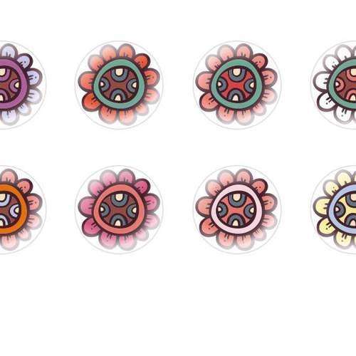 12pcs x 16mm main ronde verre tchèque en forme de dôme cabochons fleurs 114 s5t511 sku-22300