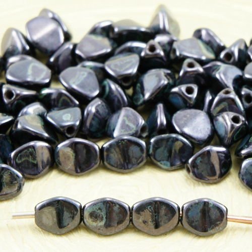 60pcs picasso du lustre noir pincée bicone à facettes entretoise tchèque perles de verre de 5mm sku-32070