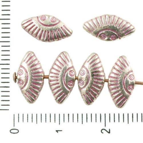 30pcs antique ton argent rose patine de lavage à plat losange en mer de poissons marins perles charm sku-36956