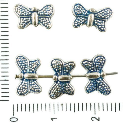 24pcs antique ton argent bleu patine de lavage à plat parsemé de papillons animal perles charmes des sku-36913