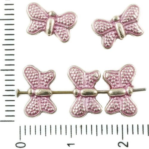24pcs antique ton argent valentine rose patine de lavage à plat parsemé de papillons animal perles c sku-36914