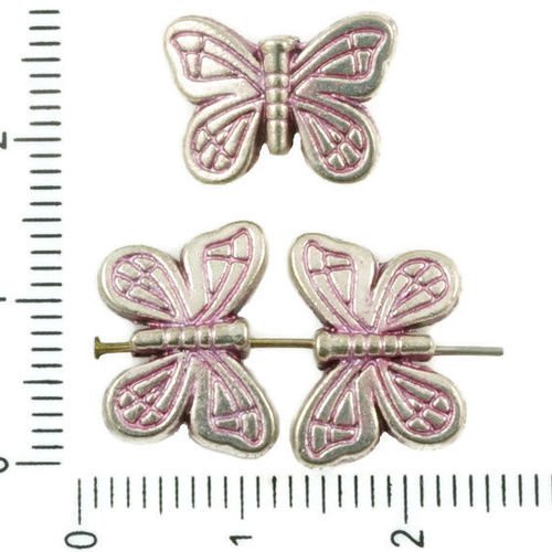 8pcs antique ton argent valentine rose patine de lavage à plat bordé de papillon animal perles charm sku-36919