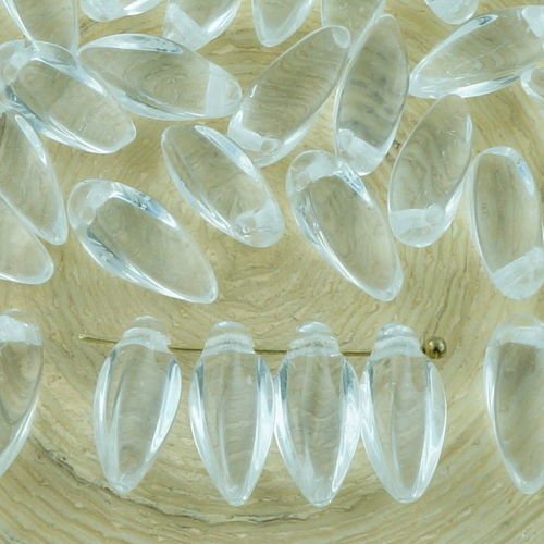 24pcs cristal clair de pétale de fleur torsadée poignard tchèque perles de verre 12mm x 6mm sku-32827