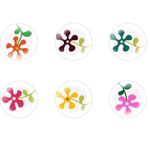 6pcs x 25mm main ronde verre tchèque en forme de dôme cabochons fleurs 31 s1t370 sku-22181