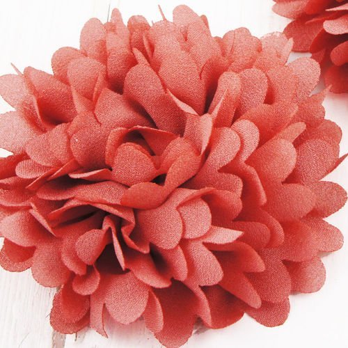 2pcs rouge filés de soie artificielle fleur flatback têtes de célébration de mariage décoration de a sku-38215