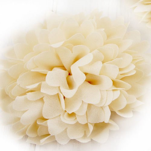 2pcs blanc crème filés de soie artificielle fleur flatback têtes de célébration de mariage décoratio sku-38216