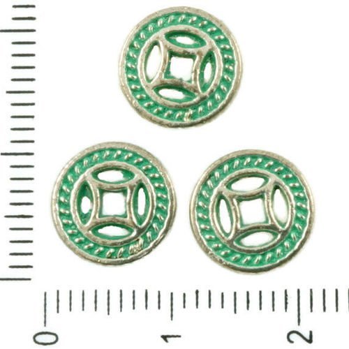30pcs antique ton argent turquoise vert patine de lavage à plat chinoise ancienne pièce de monnaie d sku-36954