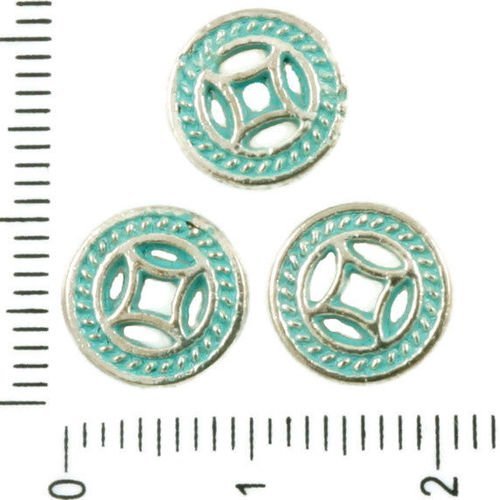 30pcs antique ton argent bleu turquoise patine de lavage à plat chinoise ancienne pièce de monnaie d sku-36953