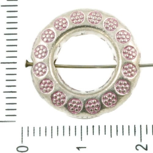 2pcs antique ton argent rose patine laver focal pendentif grand trou de la perle de la trame de liai sku-36462