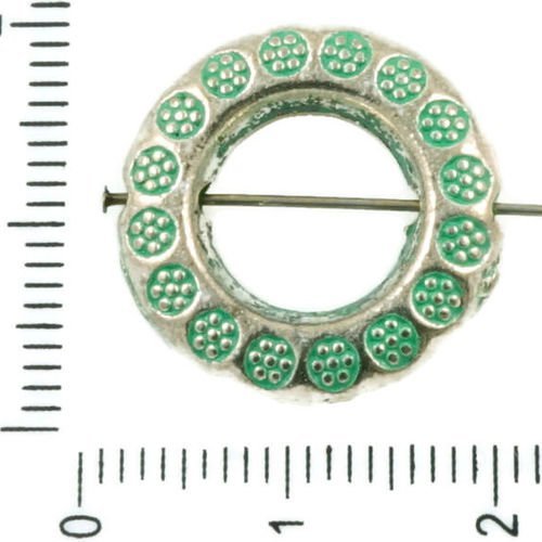 2pcs antique ton argent turquoise patine verte laver focal pendentif grand trou de la perle de la tr sku-36465