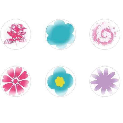 6pcs x 25mm main ronde verre tchèque en forme de dôme cabochons de fleurs 51 s1t536 sku-24205