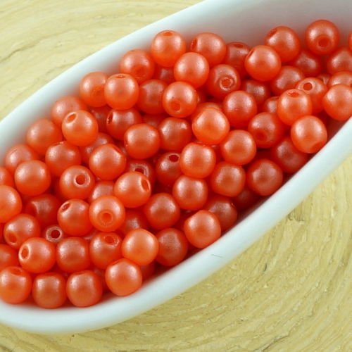 100pcs perles brillent rouge corail ronde verre tchèque de petit écarteur 3mm sku-31209