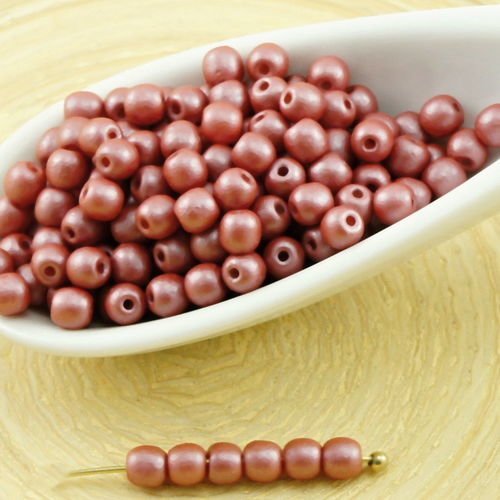 100pcs perles brillent rouge brun de feuilles d'automne ronde verre tchèque de petite entretoise de  sku-31696