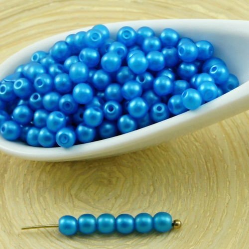 100pcs perles brillent bleu azur ronde verre tchèque de petite entretoise de graines de rocailles 3m sku-31692