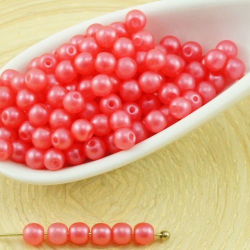 100pcs perles brillent rose valentine rouge ronde verre tchèque de petite entretoise de graines de r sku-31697