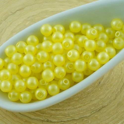 100pcs perles brillent de l'ambre jaune ronde verre tchèque de petit écarteur 3mm sku-31207