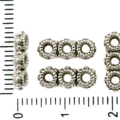 30pcs antique ton argent trois 3 trous barres d'espacement des connecteurs perles tchèques en métal  sku-37445