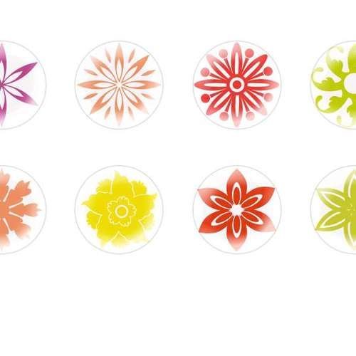 12pcs x 10mm main ronde verre tchèque en forme de dôme cabochons fleurs 46 s8t410 sku-24254