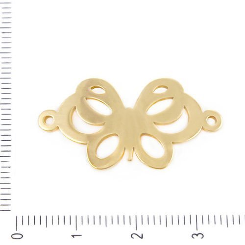 2pcs en acier inoxydable de l'or ton papillon bracelet connecteurs d'insectes de la nature hypoaller sku-38451