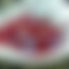 40pcs mat rouge rubis ab moitié tchèque tuile de deux 2 dans le trou carré de perles de verre plat 6 sku-26257