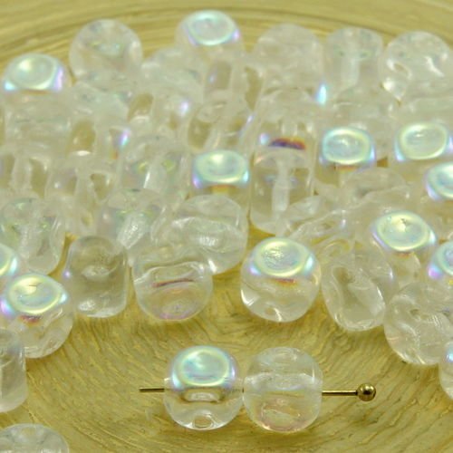 30pcs cristal clair ab pointillés cube entretoise de verre tchèque perles de 6mm x 5mm sku-33644